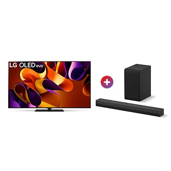 Front view of Combo 55" LG OLED evo AI G4 4K Smart TV + Barra de Sonido S30A OLED55G4S30.BDL
