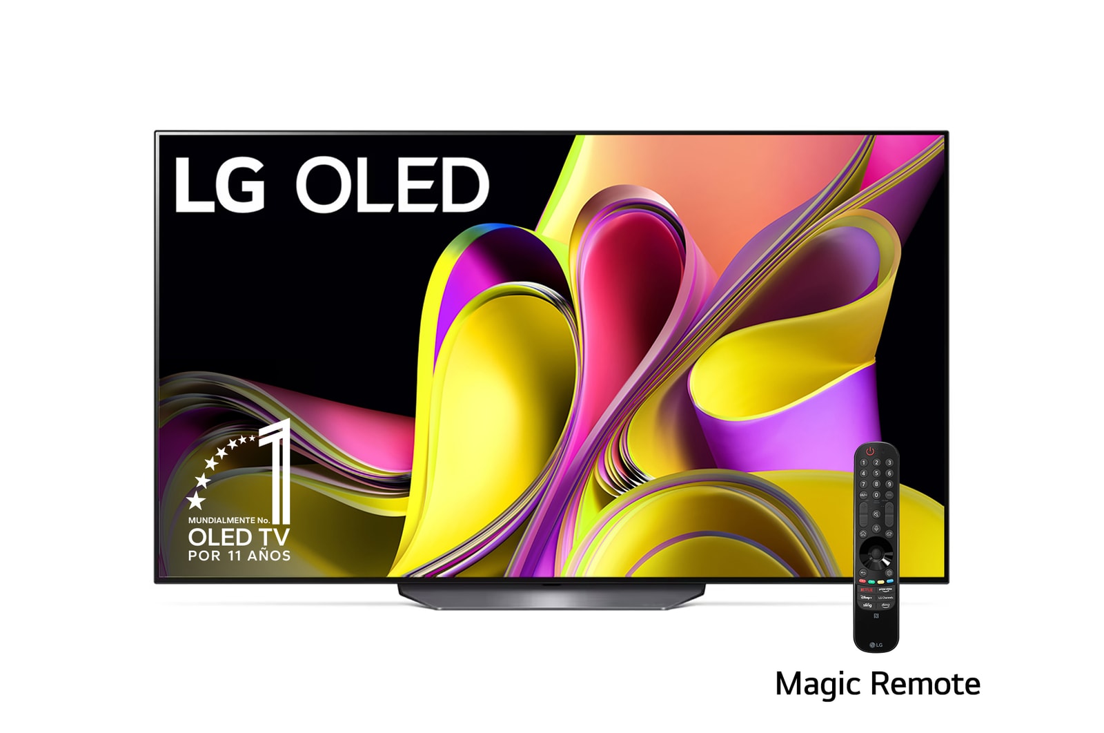 Vista frontal con el LG OLED y la frase «El mejor OLED del mundo por 10 años».