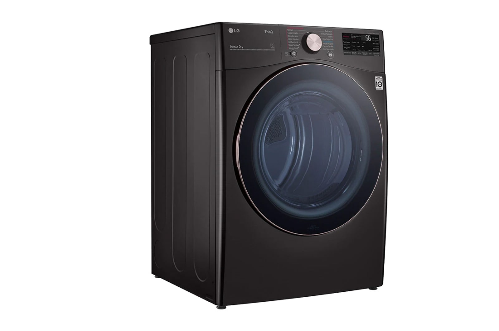 LG 22kg Secadora a Gas de Carga Frontal con TurboSteam™ & SmartThinQ(Wi-Fi), Color Acero Negro, DF22BV2BR