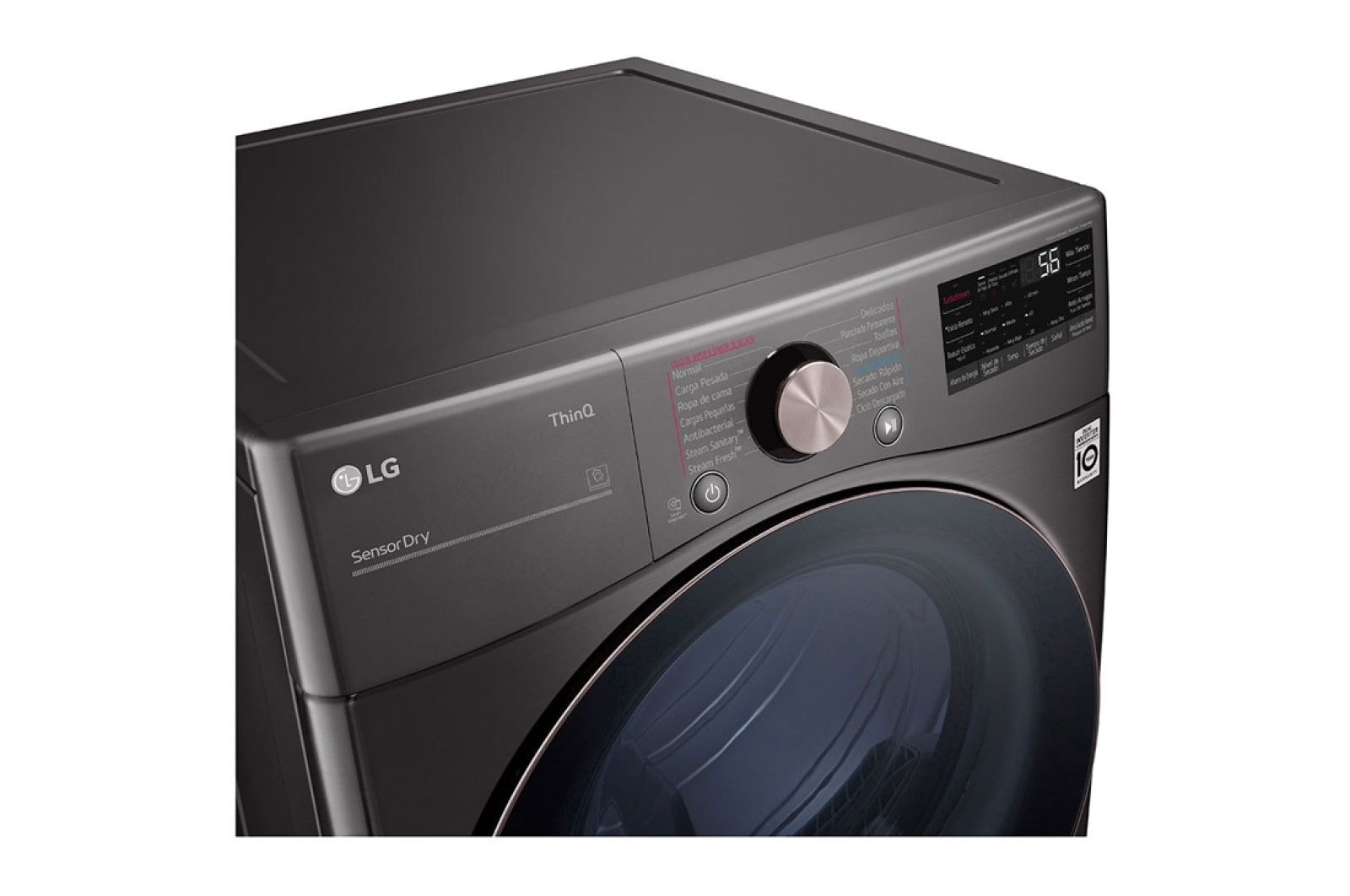 LG 22kg Secadora a Gas de Carga Frontal con TurboSteam™ & SmartThinQ(Wi-Fi), Color Acero Negro, DF22BV2BR