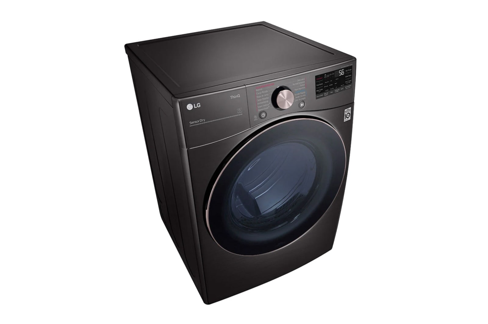 LG 22kg Secadora a Gas de Carga Frontal con TurboSteam™ & SmartThinQ(Wi-Fi), Color Acero Negro, DF22BV2BR