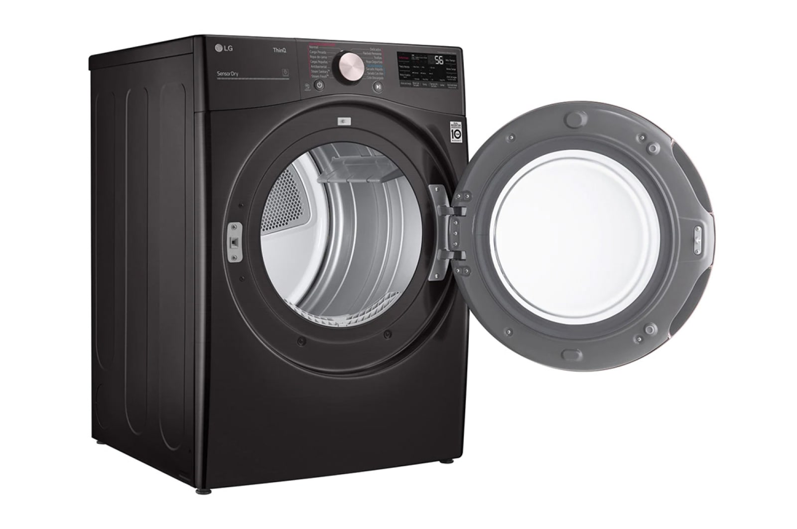 LG 22kg Secadora a Gas de Carga Frontal con TurboSteam™ & SmartThinQ(Wi-Fi), Color Acero Negro, DF22BV2BR