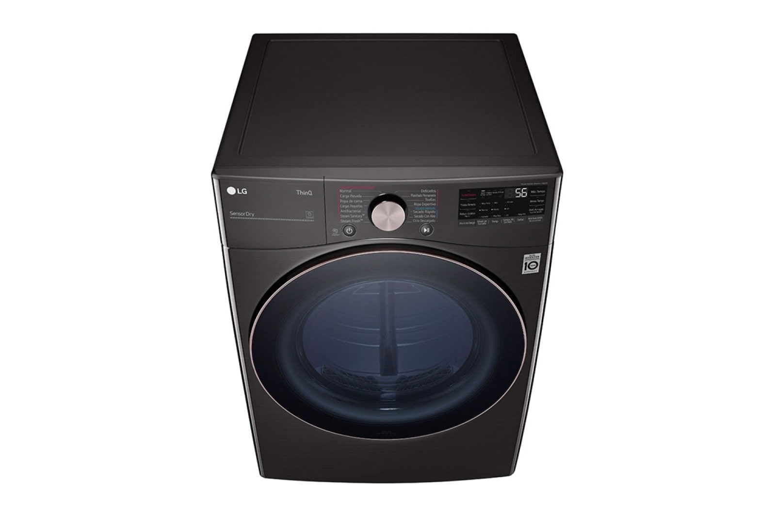 LG 22kg Secadora a Gas de Carga Frontal con TurboSteam™ & SmartThinQ(Wi-Fi), Color Acero Negro, DF22BV2BR