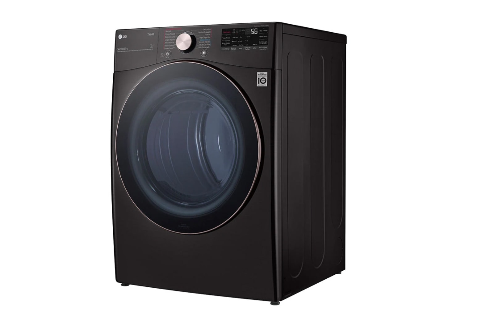 LG 22kg Secadora a Gas de Carga Frontal con TurboSteam™ & SmartThinQ(Wi-Fi), Color Acero Negro, DF22BV2BR