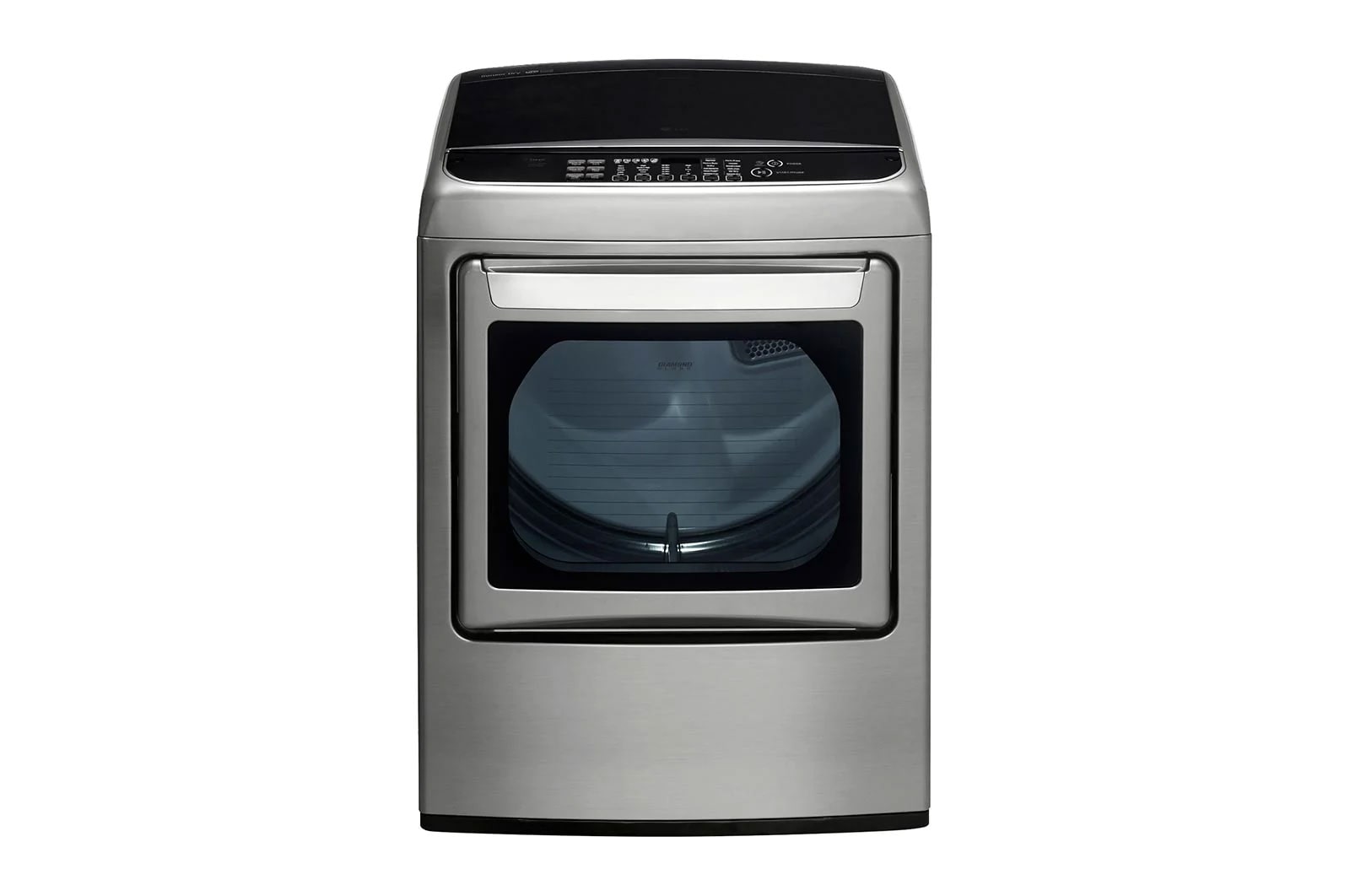 Front view of 22kg Secadora Carga Frontal con ciclos de vapor Turbo Steam, Sensor Dry y Smart Diagnosis™ con color Acero DT22VSSG