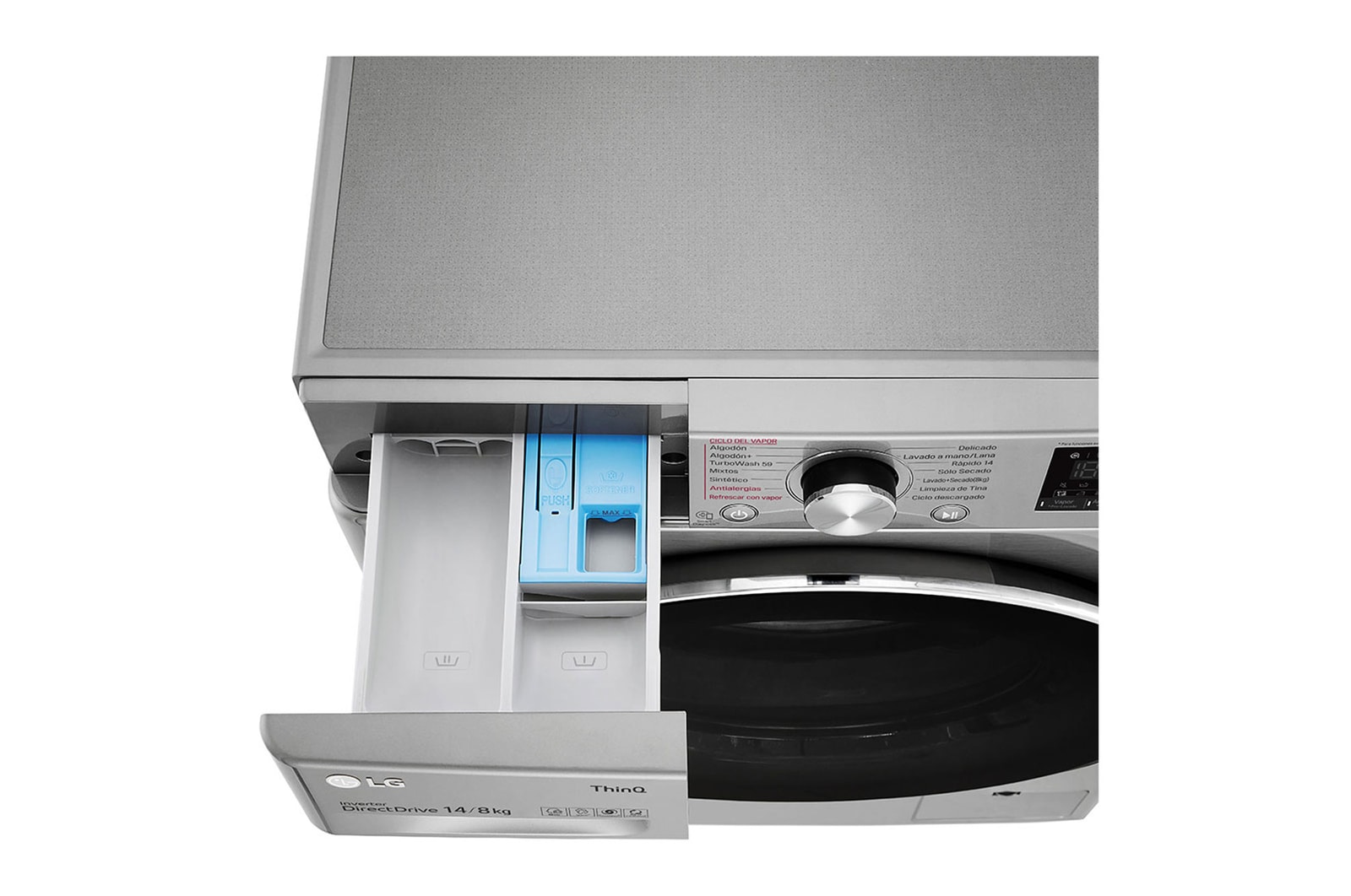 LG Lavadora Secadora Carga Frontal 14Kg/8Kg LG WD14VV3S6C 6 Motion DD Motor Inverter AI Direct Drive color Acero ThinQ™, WD14VV3S6C