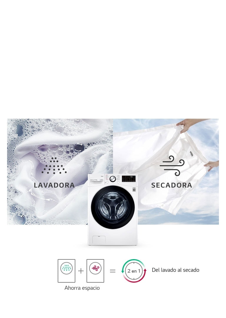 Imagen de fondo: camisa blanca en lavado y secado. Primer plano: TopGun2.