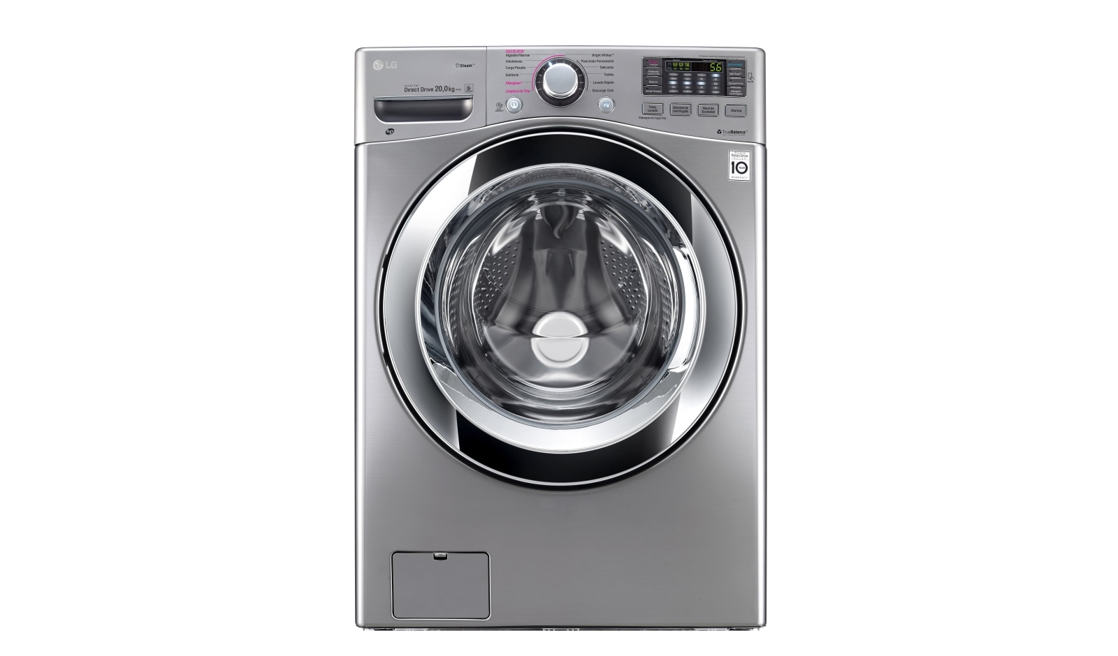 Front view of Lavadora/Secadora Carga Frontal, 20/11kg, 6MotionDD, TurboWash™, color Tipo Acero Inox WD20VVS6