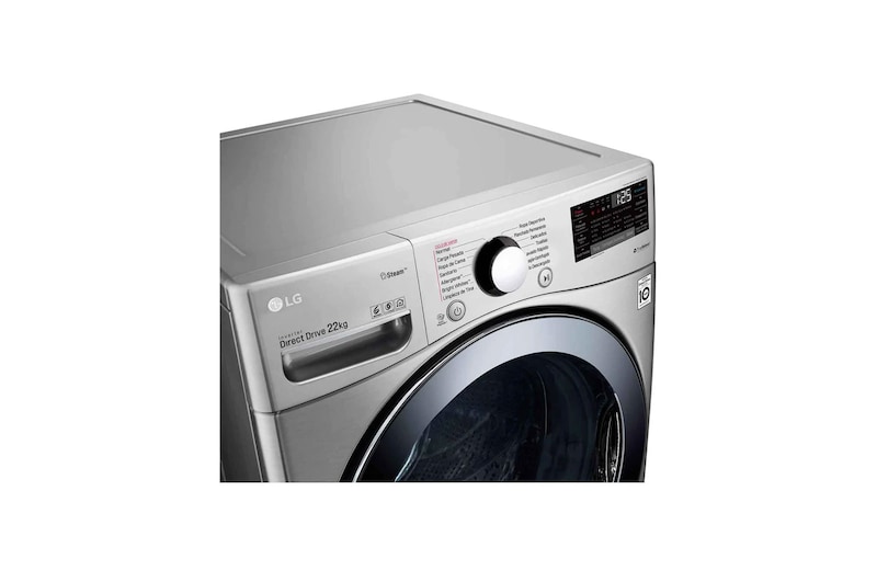 LG 22kg Lavadora Carga Frontal con Direct Drive Inverter & ThinQ, Color Acero, WM22VV2S6B