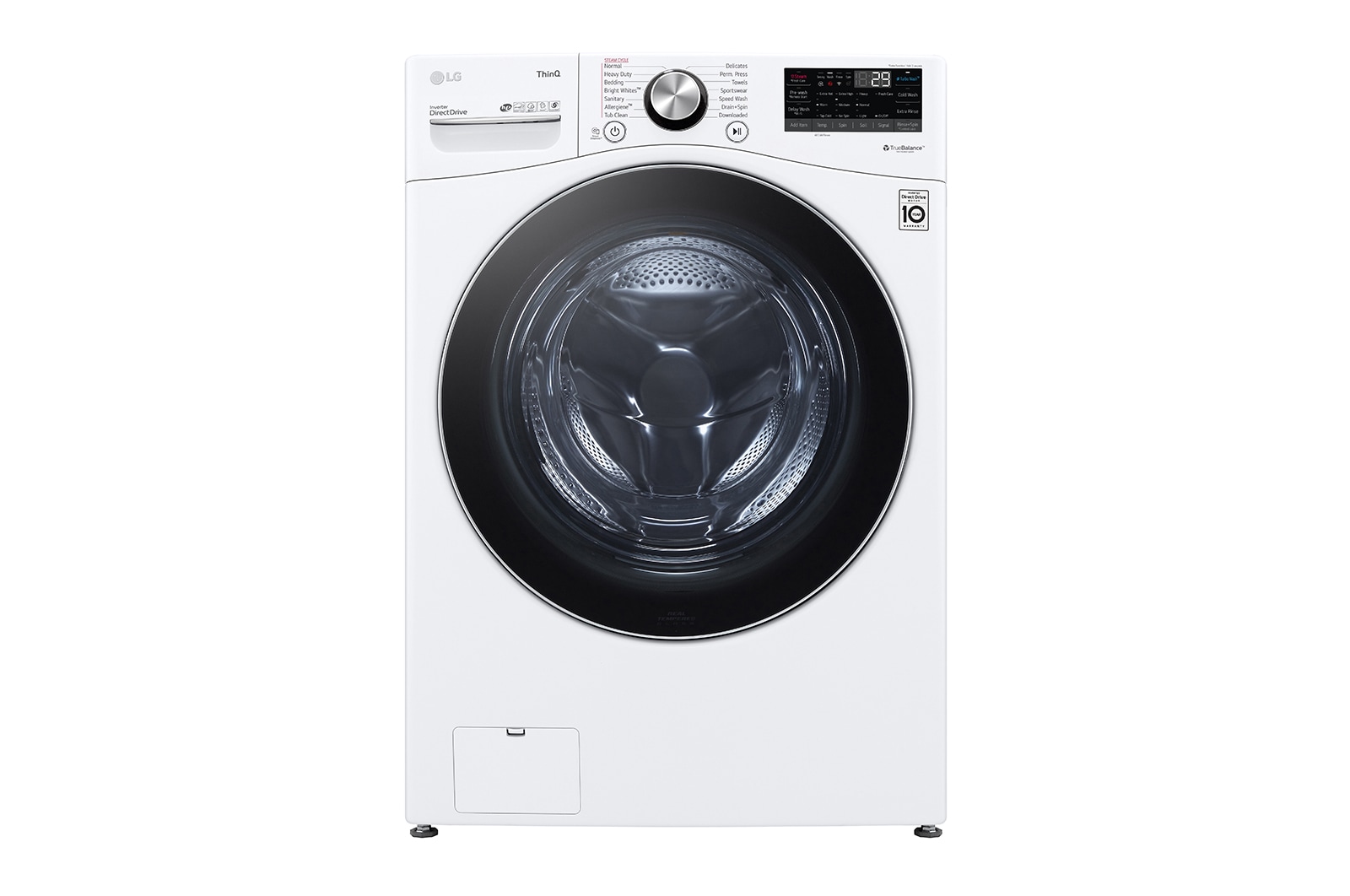 LG Lavadora Carga Frontal 22kg/48lbs, Steam, Vidrio templado, Color Blanco, LG ThinQ, WM22WV2S6BR