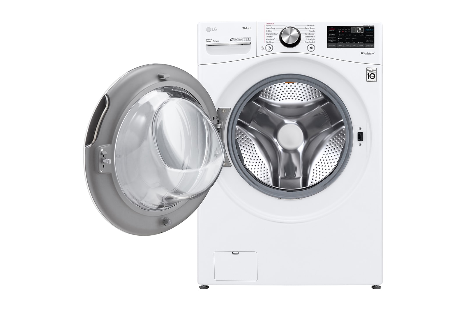 LG Lavadora Carga Frontal 22kg/48lbs, Steam, Vidrio templado, Color Blanco, LG ThinQ, WM22WV2S6BR