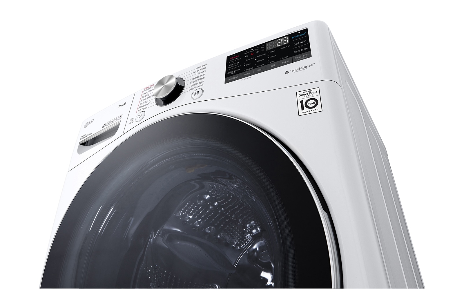 LG Lavadora Carga Frontal 22kg/48lbs, Steam, Vidrio templado, Color Blanco, LG ThinQ, WM22WV2S6BR