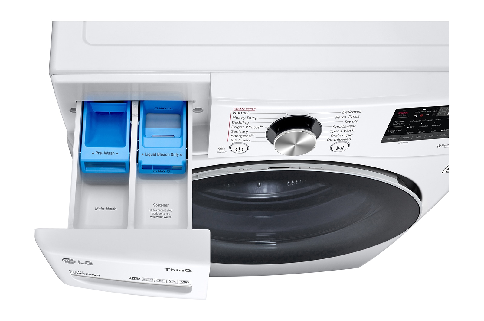 LG Lavadora Carga Frontal 22kg/48lbs, Steam, Vidrio templado, Color Blanco, LG ThinQ, WM22WV2S6BR