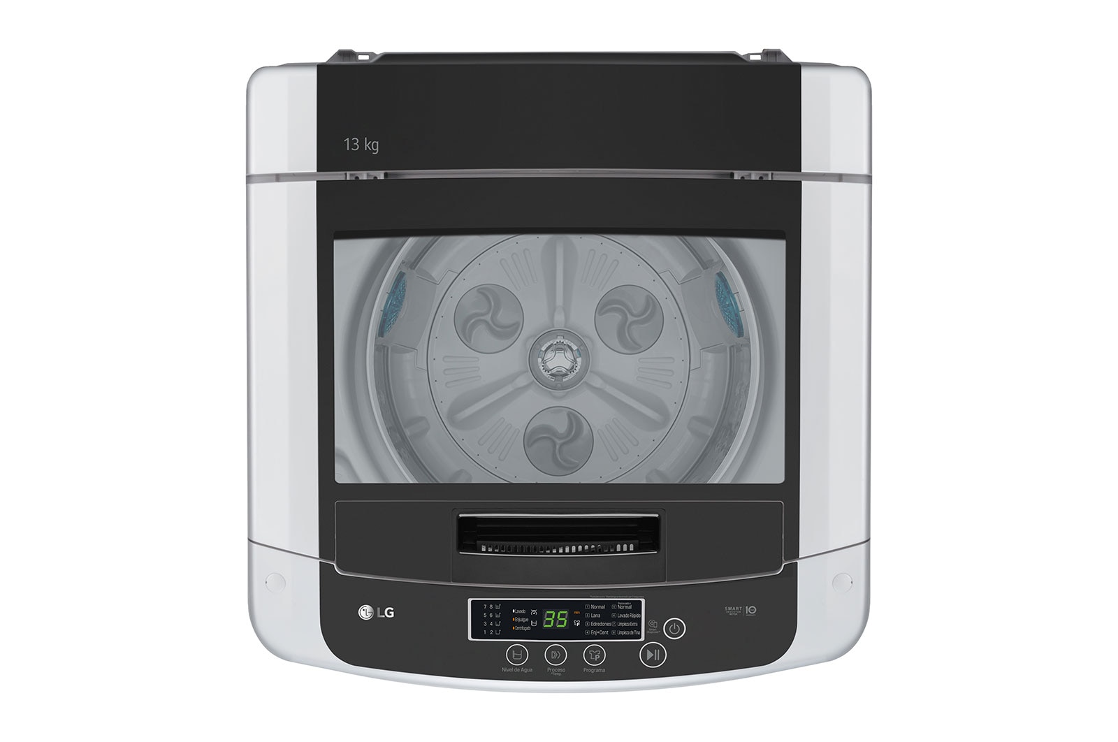 LG Lavadora LG  Carga Superior(13kg/28lbs), con tecnología Motor Smart Inverter, Turbo Drum, Pre-lavado+Normal, Color Plateado, WT13DPBK
