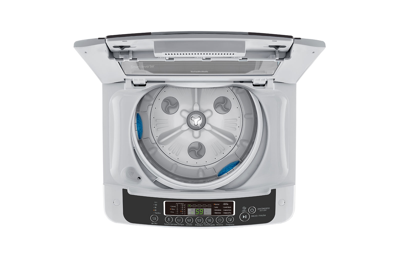 LG Lavadora LG Carga Superior 13Kg LG WT13DPBPK Motor Smart Inverter TurboDrum™, Pre-lavado+Normal, Color Plateado, WT13DPBPK