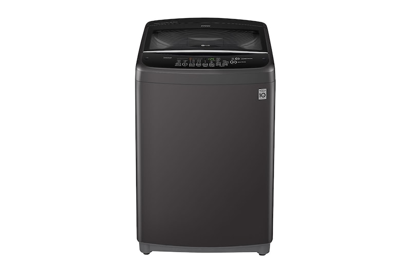 Front view of 19kg Lavadora Carga Superior, Smart Inverter, Smart Motion, TurboDrum™, Color Gris Oscuro WT19MBB