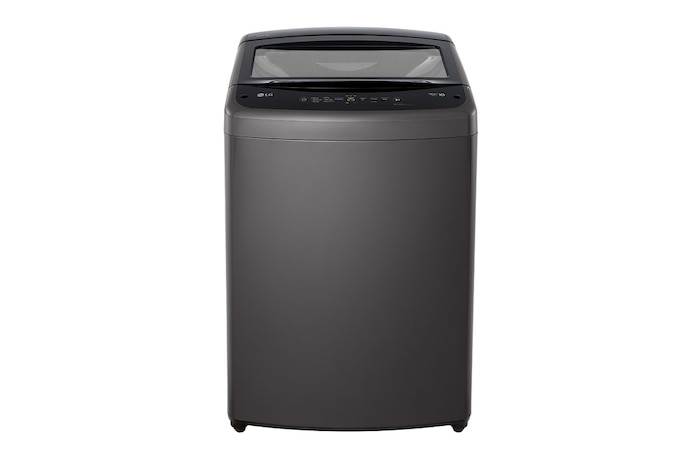 Vista frontal de Lavadora LG Carga Superior Smart Inverter con LG TurboDrum 19Kg – Gris oxford, WT19MVTM