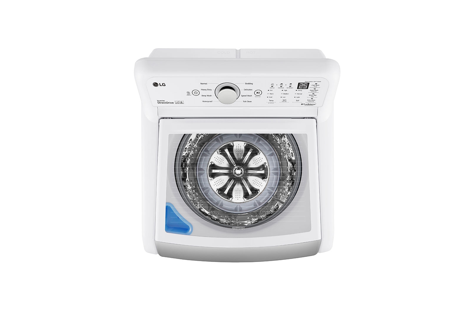LG Lavadora LG Carga Superior Inverter DD con sistema 6 Motion DD 25 Kg - Blanco, WT25WT6HK