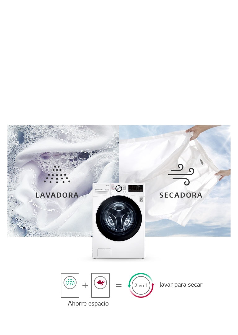 Imagen de fondo: camisa blanca en lavado y secado. Primer plano: TopGun2.