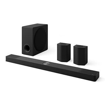45 degree of Soundbar, subwoofer, and Rear Speakers with measurement