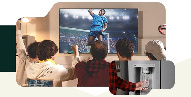 Imagen que muestra a una persona y electrodomésticos LG.