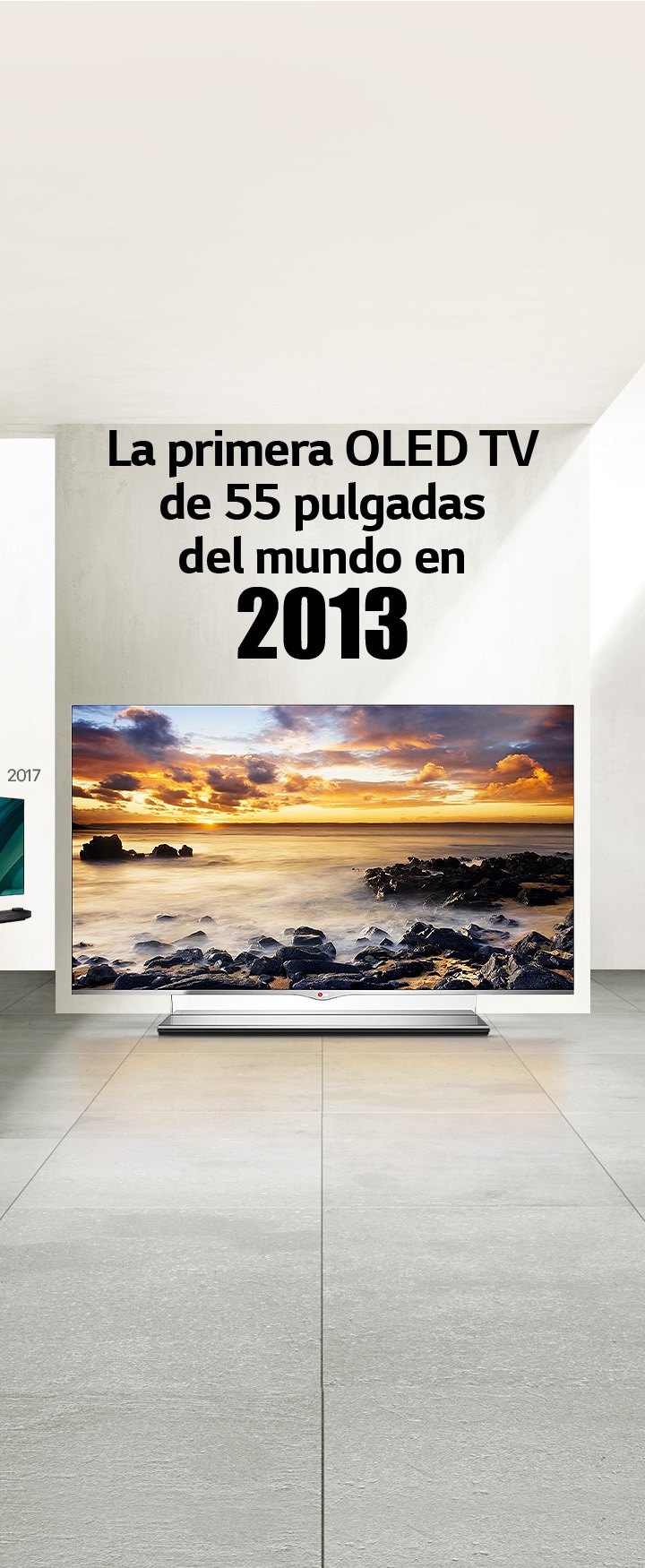 LG TV. El título dice “La primera OLED TV de 55 pulgadas del mundo en 2013”.