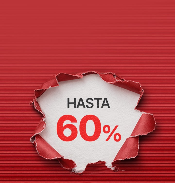 Imagen donde se muestra un panel rasgado con un porcentaje indicando que se tiene un 60% por Hot Deals en la web