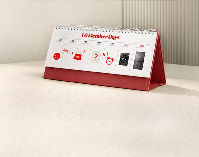 Imagen de un calendario que anuncia el "Weekend Flash Sale" de LG Member Days, invitando a los usuarios a comprar ahora.