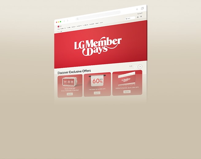 Banner de LG Member Days que promociona ofertas exclusivas y beneficios únicos que solo se pueden adquirir online en lg.com.