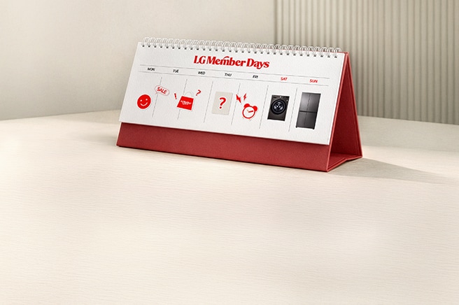 Imagen de un calendario que anuncia el "Weekend Flash Sale" de LG Member Days, invitando a los usuarios a comprar ahora.