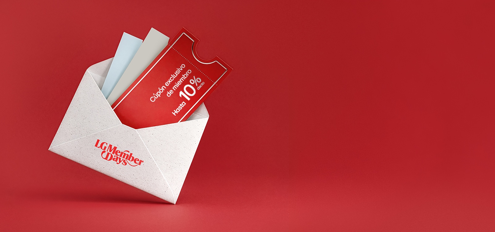 Imagen de la sección del quiz para LG Member Days, que presenta un cupón de descuento del 10%. Usuarios que participen y ganen recibirán un cupón exclusivo de descuento del 10%.