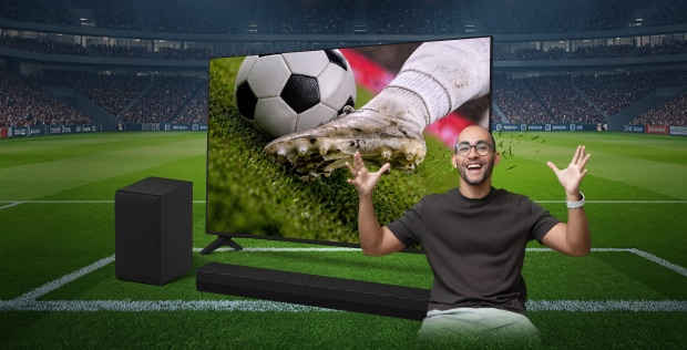 Imagen de una persona con electrodomésticos LG	