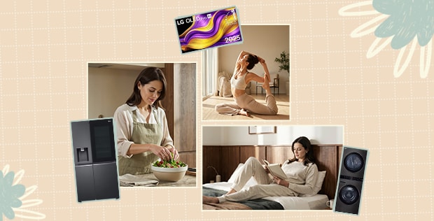 Imagen de una persona con electrodomésticos LG