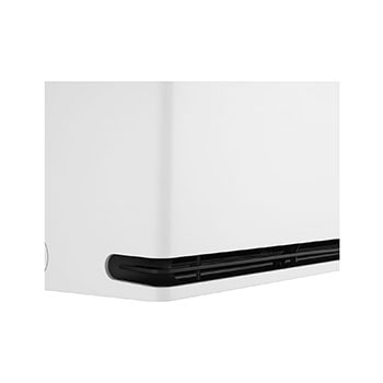Close-up side view of LG ai air conditioner highlighting its vent details