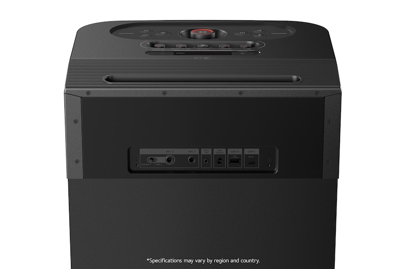 Close-up view of the rear connection ports