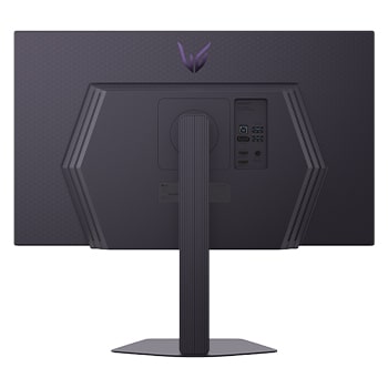 Rear view of a gaming monitor showing its connectivity ports, including two HDMI™ 2.0 inputs and two DisplayPort 1.4 ports with DSC support.
