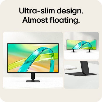 Monitor LG FHD con diseño de soporte delgado que minimiza el espacio en el escritorio y favorece una configuración de espacio de trabajo ordenada.