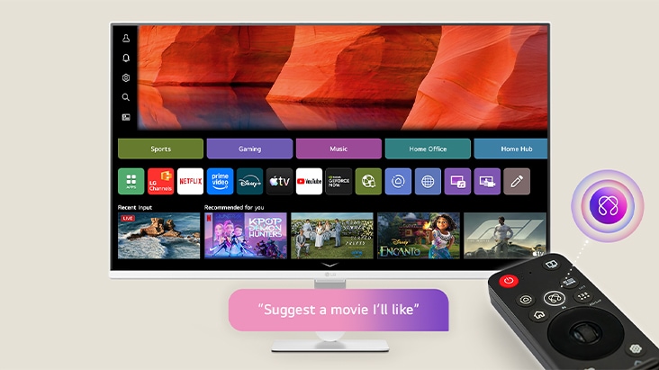 LG Smart Monitor featuring AI Voice ID that recognizes individual voices to provide personalized profiles and tailored content recommendations.