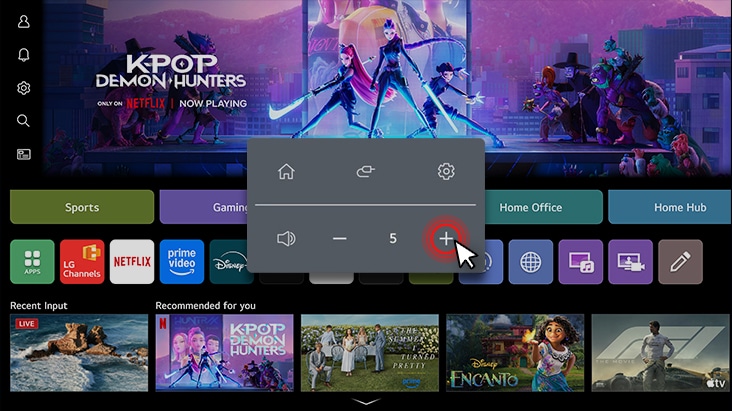 LG Smart Monitor displaying Quick Control menu overlay on webOS home screen, highlighting easy access to settings, shortcuts, and system controls through simple actions for a faster and more convenient user experience