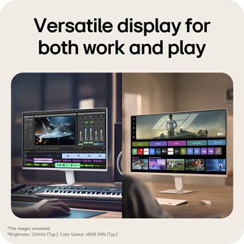 Pantalla IPS Full HD en el LG Smart Monitor, que ofrece imágenes nítidas para el trabajo y el uso diario.