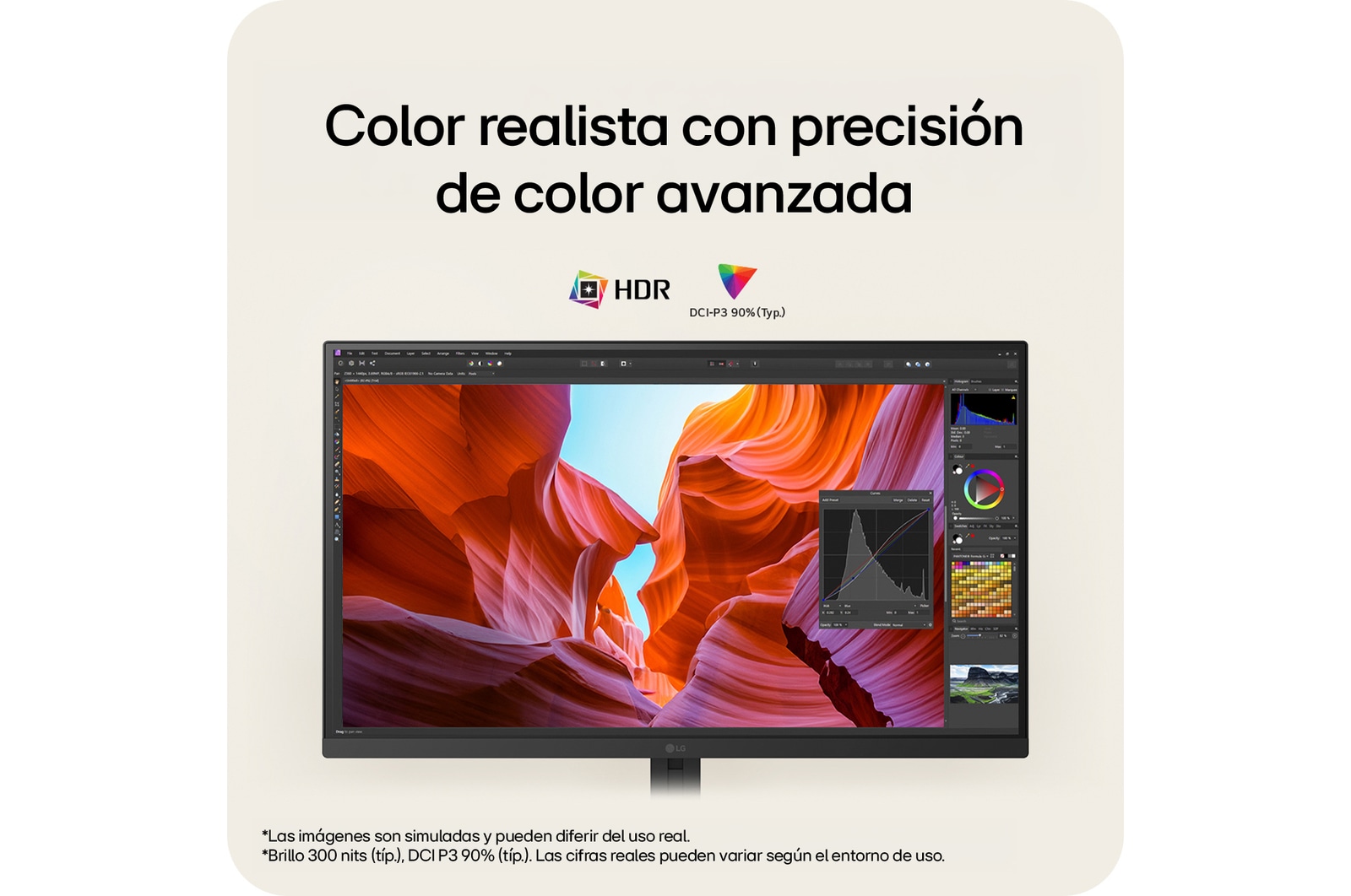 Pantalla LG UltraFine que presenta una reproducción de color precisa y vibrante