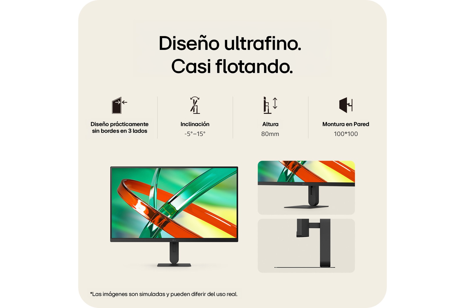 Monitor LG UltraFine con un diseño limpio y sin desorden y un perfil delgado