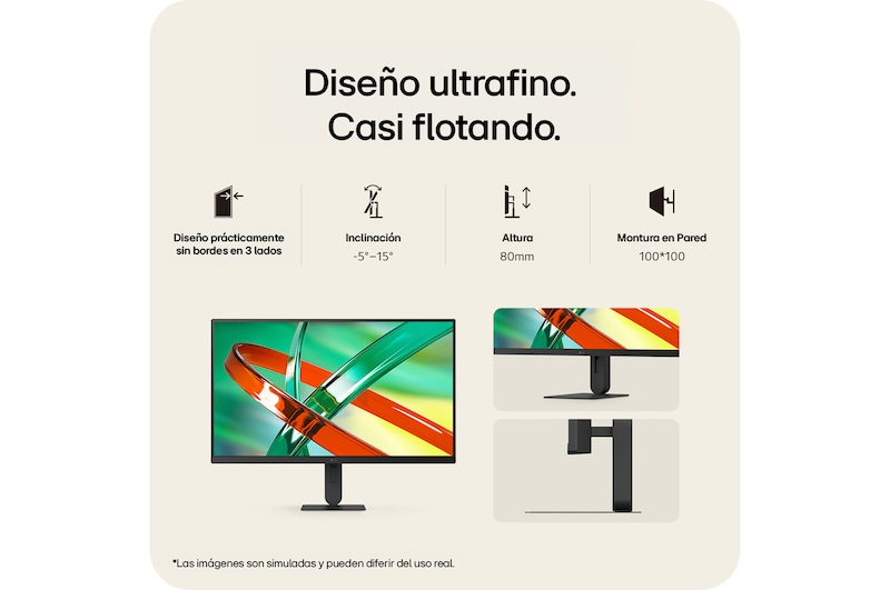 Monitor LG UltraFine con un diseño limpio y sin desorden y un perfil delgado
