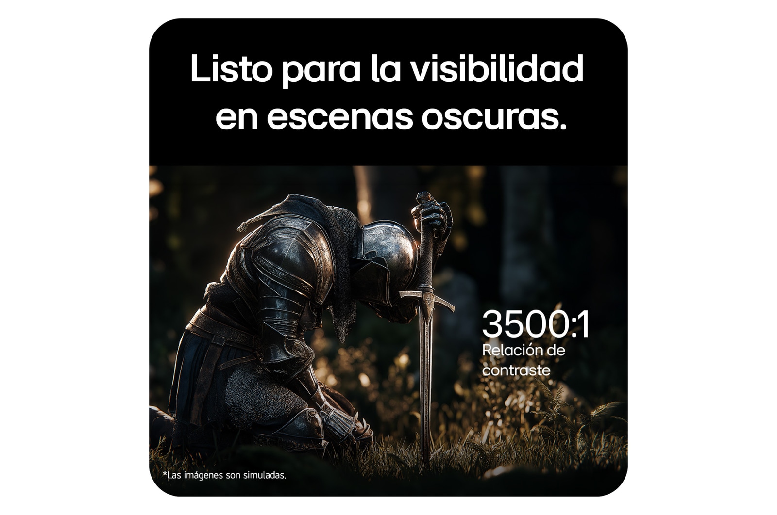 Una escena de un juego de fantasía que destaca una relación de contraste de 3500:1.