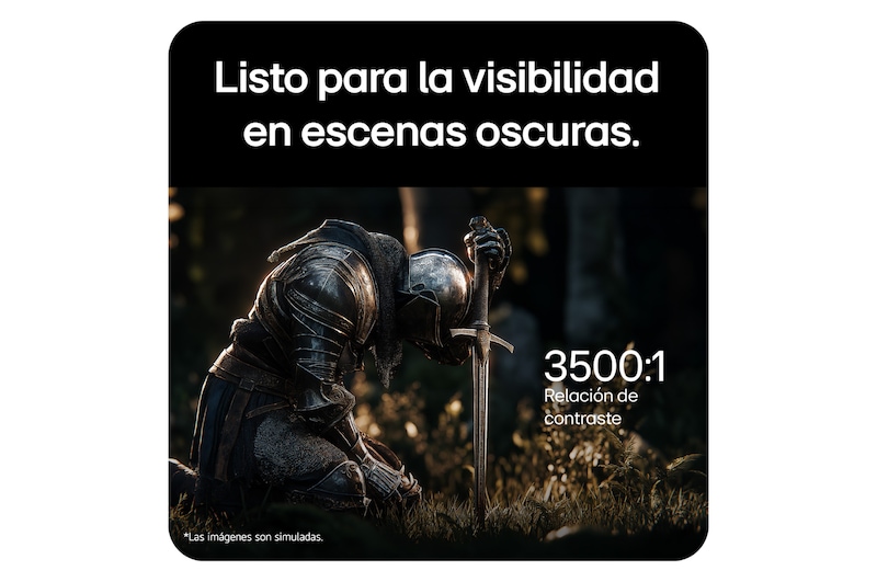 Una escena de un juego de fantasía que destaca una relación de contraste de 3500:1.