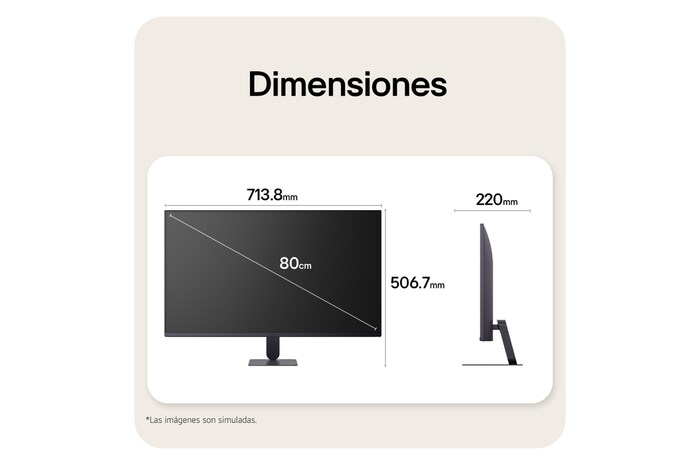 Vistas frontal y lateral de un monitor gaming, que ilustran sus dimensiones generales y el diseño de su perfil.