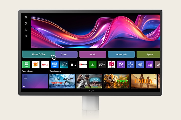 webOS enables you to remotely access your PC and Cloud PC via Remote PC. This functionality lets you utilize various home office services, including video conferencing and cloud-based applications, all without a PC.