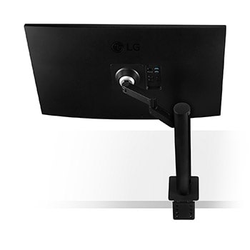 vista trasera con el brazo del monitor extendido hacia la derecha.
