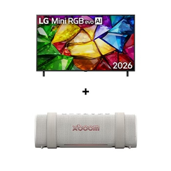 55 " LG Mini RGB evo AI MRGB85 4K Smart TV 2026 + LG xboom Grab by will.i.am | Parlantes Bluetooth | Sonido xboom con la máxima portabilidad