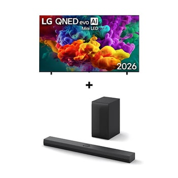 100" LG QNED evo AI QNED85 Mini LED 4K Smart TV 2026 + Barra de Sonido LG S70TY | 400W | 3.1.1 ch | Dolby Atmos